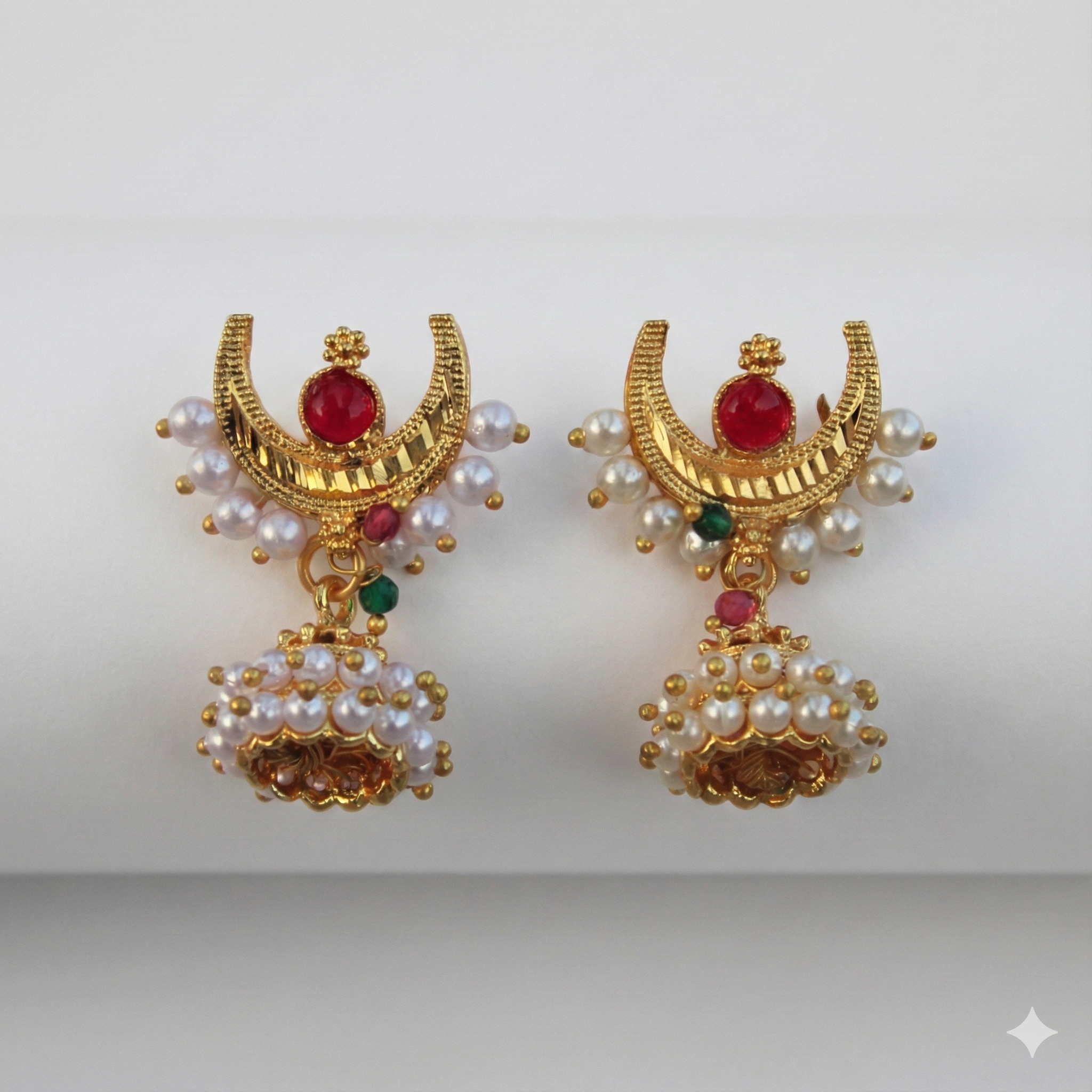 Traditional Gold Plated Pearl Jhumka Earrings | Metal Alloy Based Ethnic Jewellery