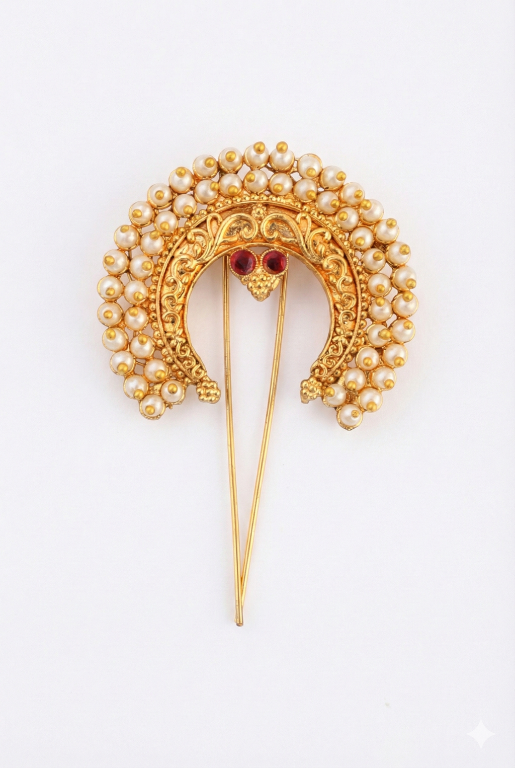 Traditional Golden Khopa Hair Accessory | Imitation Jewelry Hair Pin