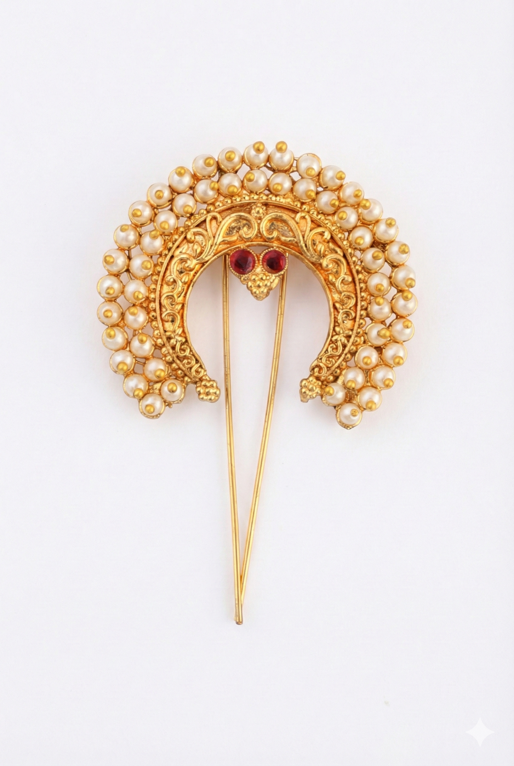 Traditional Golden Khopa Hair Accessory | Imitation Jewelry Hair Pin