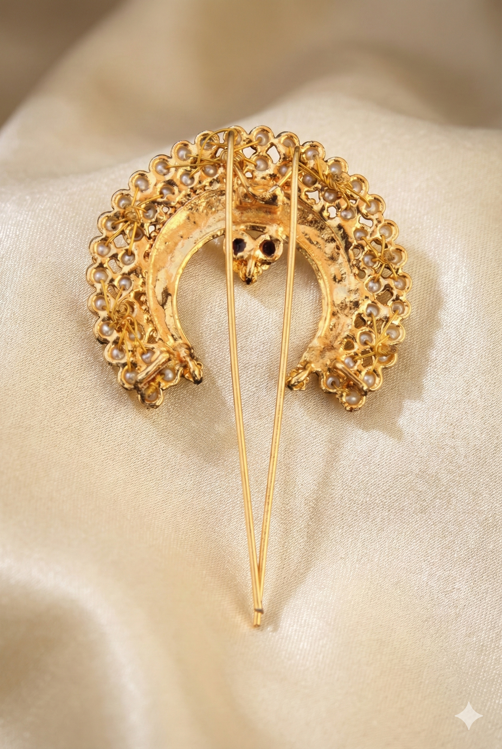 Traditional Golden Khopa Hair Accessory | Imitation Jewelry Hair Pin