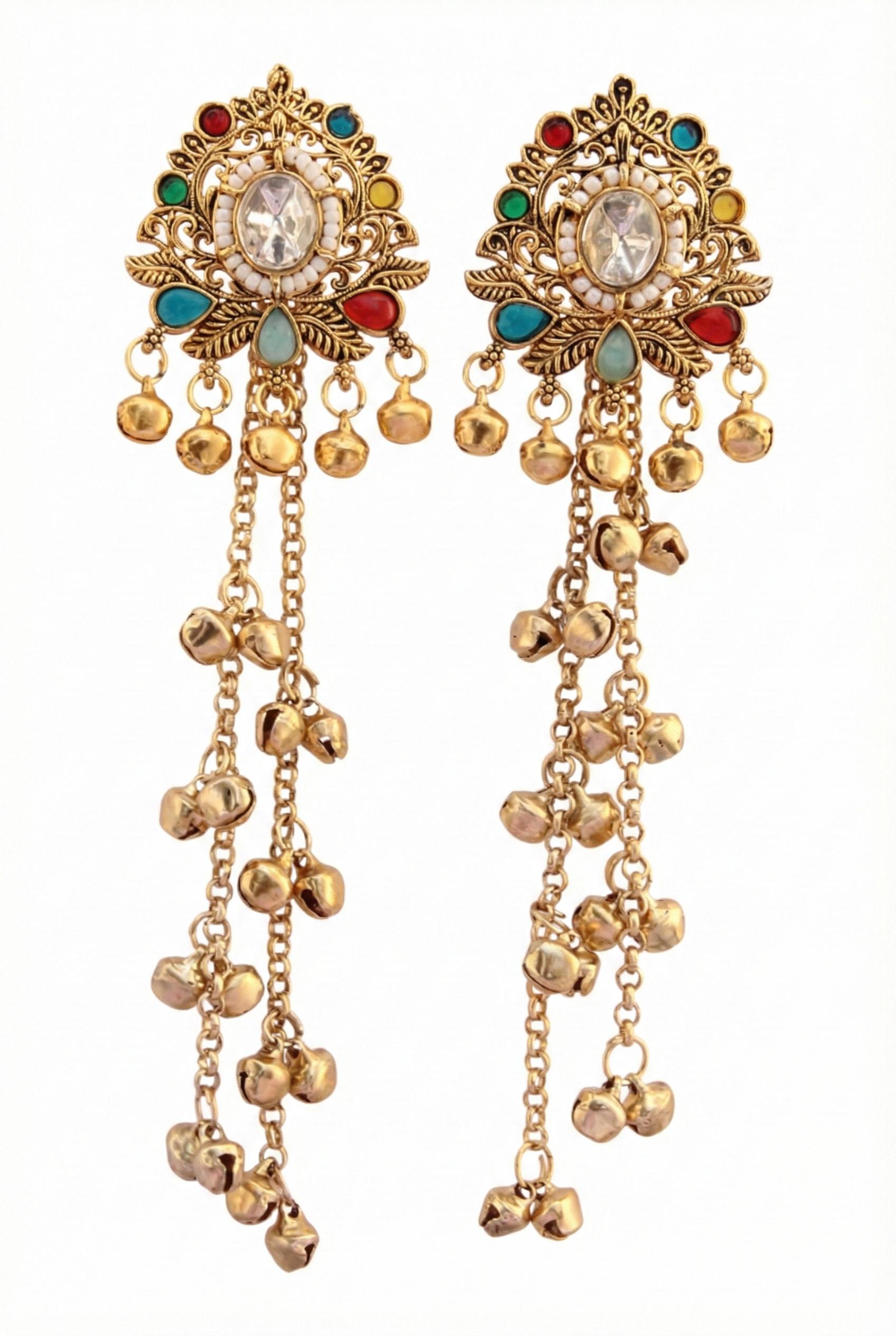 3-in-1 Convertible Earring Set - Gold Plated Studs Drops Ear Chain