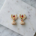 Traditional Gold Plated Pearl Jhumka Earrings | Metal Alloy Based Ethnic Jewellery