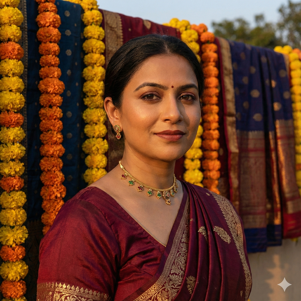 Premium 100% Copper Necklace Set with Circular Pendant & Leaf Charms | Red & Green
