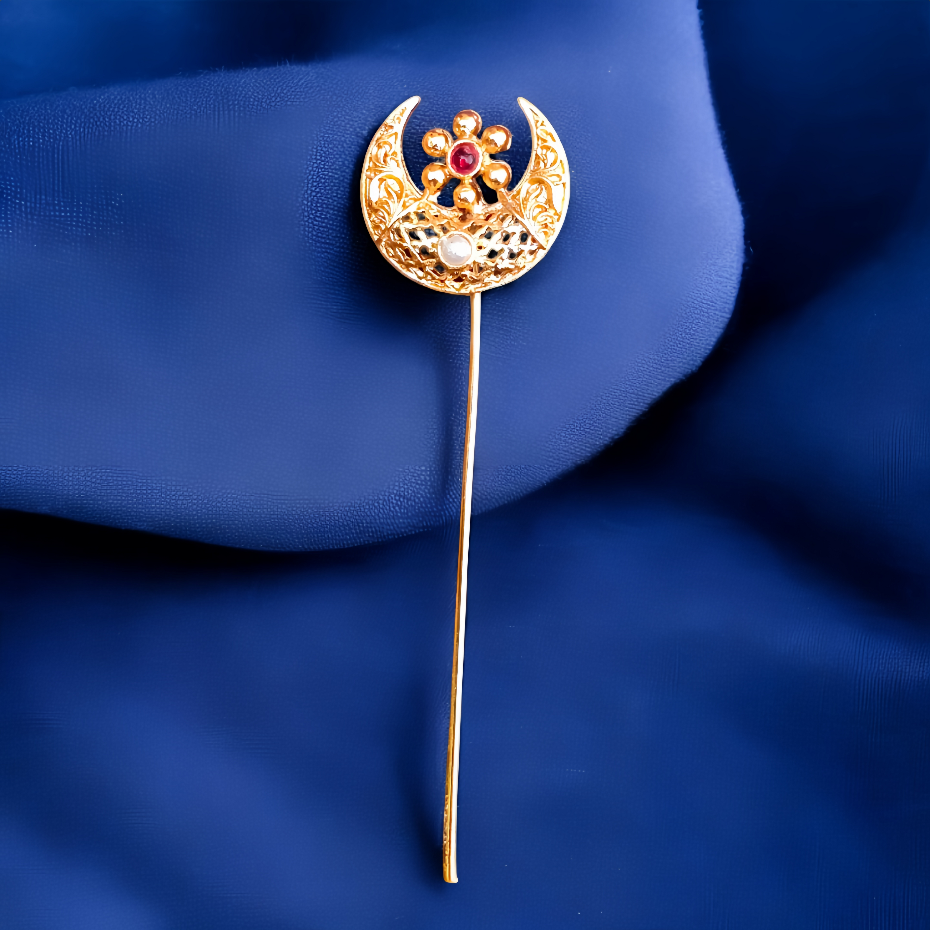 Golden Khopa Hair Pin Set of 6 | Traditional Hair Accessories Combo