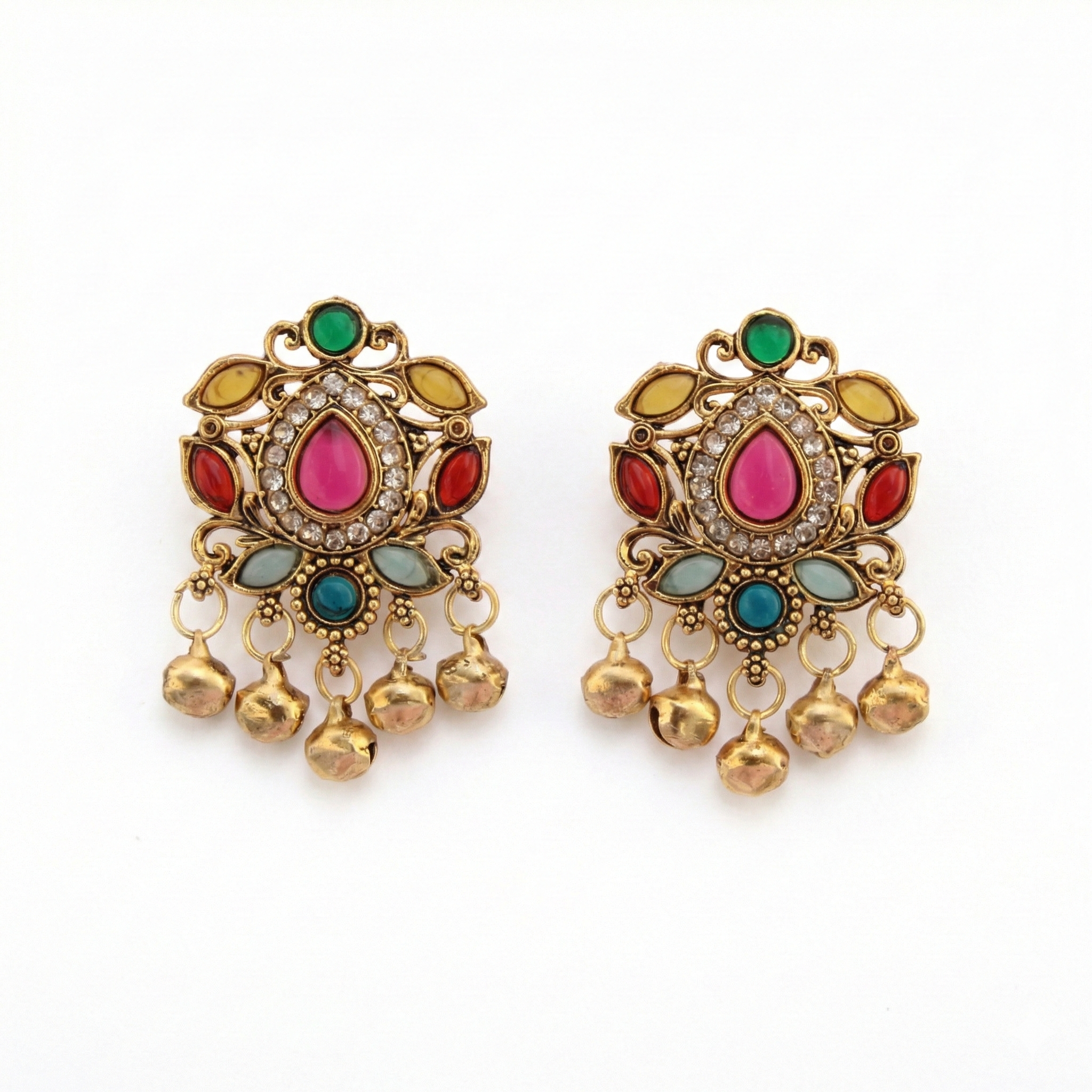 3-in-1 Convertible Earring Set - Gold Plated Studs Drops Ear Chains